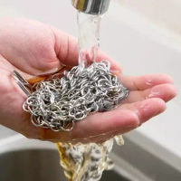 Stainless Steel Cleaner Chain Mail Scrubber Home Cookware Cleaning Tool Cast Iron Clean Chain Pot Strainer Kitchen Gadgets