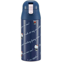 小禮堂 Hello Kitty 彈蓋不鏽鋼保溫瓶 超輕量不鏽鋼水瓶 隨身瓶 360ml (深藍 文字)