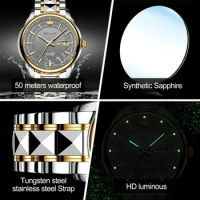 OUPINKE Top Brand Seiko NH36A Movement Mechanical Watch Men Simplicity Dial Dual Calendar Business Automatic Man Wrist Watches