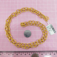 Emas 916,Rantai Leher Kendi Hollow Paper Clip L1.5 0.7cm Design:2074<M0LJ8>L916A(M9)-Size: 75cm