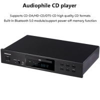 Professional HIFI CD Player, Audiophile Home Bluetooth 5.0 Music USB Digital Audio Player Supports CD-DA Format Built-in Ear Amp