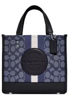 Coach Coach Dempsey Tote Bag 22 In Signature Jacquard With Stripe and Coach Patch in Denim/ Midnight Navy C8417