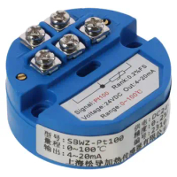 0℃ to 100℃ PT100 Temperature Sensor Transmitter 24V DC Plastic Temperature Transmitter 4-20mA Blue SBW Temperature Sensor