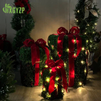 HXGYZP Christmas Decorations Artificial Plants Christmas Gift Box Green Leaves Red Berry Bowknot With Lights Clearance Sale Xmas