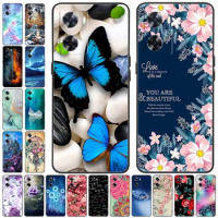 For Oneplus Nord N20 SE Case Silicone TPU Landscape Flowers Black Covers for One Plus Nord N 20 SE Protection Phone Cases N20SE