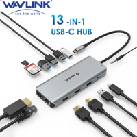 Wavlink USB 3.1 Type-C Hub To HDMI-Adapter 4K DP 1.4 USB C Hub with Hub 3.0 TF SD Card Reader PD 3.0 Charging For MacBook Pro