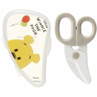 小禮堂 迪士尼 小熊維尼 嬰兒食物剪刀 附盒 安全食物剪 寶寶食物剪 可拆洗 (黃 半臉)