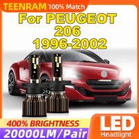 12V Turbo LED Headlight Bulbs 120W 20000LM Plug And Play Car Headlamps For PEUGEOT 206 1996 1997 199