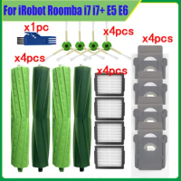 Main Roller Side Brushes Hepa Filter Dust Bag for iRobot Roomba i7 i7+ E5 E6 I Series Robot Vacuum Cleaner Parts Replacement Kit