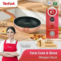 Tefal Wajan Anti Lengket / Penggorengan Cook & Shine Wokpan 24cm