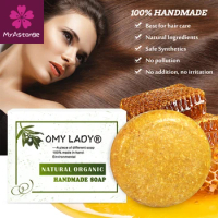OMY LADY 100% Pure Natural Handmade Shampoo Soap Honey Extract Essential Oil Hair Cold Processed Anti-Dandruff Off Hair Care