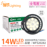 舞光 LED 14W 4000K 自然光 24度 全電壓 黑殼清面 AR111 燈泡 _ WF520282