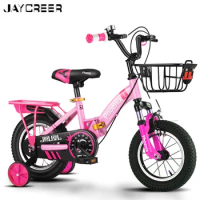 JayCreer Spoke Wheels Foldable Kids Bike For Boys Girls 12 14 16 18 inch Bicycle With Training Wheels