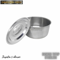 BASKOM MANGKOK STAINLESS PLUS TUTUP WADAH BUMBU MAKANAN