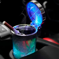 New hot sale car cup holder ashtray Luminous auto ashtray pocket with led light smoke auto ashtray car interior decoration