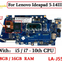 LA-J551P For Lenovo Ideapad 5-14IIL05 Laptop Motherboard With i3 i5 i7 10th CPU 8GB or 16GB RAM 2G GPU 100% Tested
