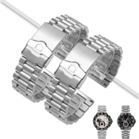 For Tag Heuer Carrera Aquaracer Succession Stainless Steel Watchband Flat End Push Button Deployment Clasp Men's bracelet 22mm