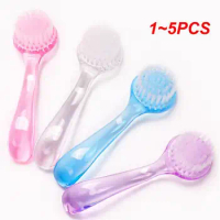1~5PCS Gentle Nail Brush Nail Art UV Gel Powder Dust Clean Remover Brush With Plastic Handle Nail Care Round Head Makeup Brushes