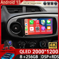 For Toyota Yaris 2012 - 2017 Car Radio Multimedia Players Navigation GPS Stereo Auto Android 10 CarPlay No 2 Din 2din DVD 8+256G
