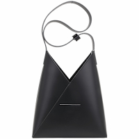MM6 MAISON MARGIELA Fortune cookie 小款 牛皮三角肩背包(黑色)