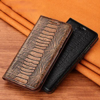 Ostrich Veins Genuine Leather Case For Vivo X30 X50 X50E X51 X60 X60t x60s X70 X80 Pro Plus Magnetic Flip Cover