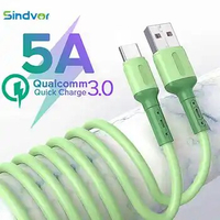 2M Liquid Silicone 5A Super Fast Charge Cable Micro USB Type C Cable for Samsung Xiaomi for iPhone15 Huawei Charging Wire Data