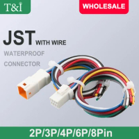 Waterproof Jst Connector 2p/3p/4p/6p/8p Connector Plug Socket With 20awg/0.3m ² Wire Harness 02t/02r/03t/03r