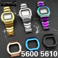 GM5600 DW5600 Set Metal Watch Strap Band 316L Stainless Steel Watchband Case for GW-5000 5035 GW-M5610 5600 Belt Watch Bezel