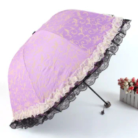 Aurora double vinyl lace umbrella sun umbrella UV umbrella xb4318 folded umbrellas