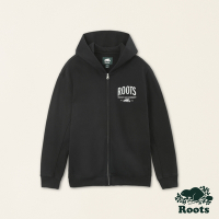 Roots 男裝- 休閒生活系列 有機棉刷毛布連帽外套-黑色