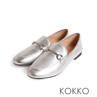 KOKKO法式優雅柔軟微寬楦兩穿後踩樂福鞋銀色