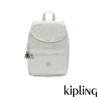 Kipling 低調簡約銀素面翻蓋式雙肩後背包-EZRA S