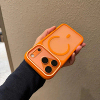 Luxury Orange Matte Transparent Magnetic Phone Case for iPhone 12 13 14 15 16 17 Pro Max Air 11 Skin