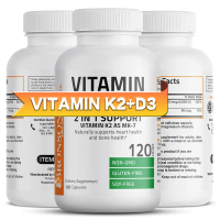 Vitamin K2 (MK7) & D3, Untuk Dewasa, Bukan GMO, Vitamin D & K30 / 60 / 120 Kapsul
