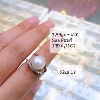 Cincin model fashion mata berlian , mutiara batu asli
