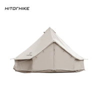 Hitorhike new arrival 4m glamping cotton canvas bell tent camping ourdoor waterproof tent 4-5people tent
