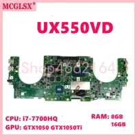 UX550VD CPU:i7-7th Gen GPU:GTX1050 GTX1050Ti 8GB 16GB Laptop Motherboard For ASUS UX550VD U5500V UX550VE UX550V UX550 Mainboard