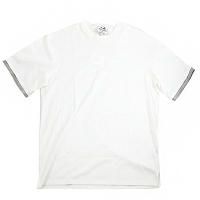 HERMES Piqures Sellier 簡約縫線設計素面純棉質短袖T恤(白/灰邊/M號)