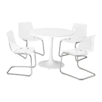 DOCKSTA/TOBIAS 餐桌附4張餐椅, 白色 白色/透明 鍍鉻, 103 公分