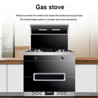 Stainless steel cooktop gas stove+ Smoke lampblack machine Multi-functional Automatic Cleaning Integrated Kitchen Cooker 220V