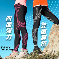 A-MYZONE 青少女款 無縫3D四面彈雙面穿 減緩疲勞壓縮褲/壓力褲(久站久坐 幫助循環 體育課 游泳課都適用)