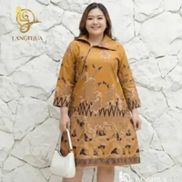LANGITJUA - Tunik Batik Size Super Jumbo | Baju Kerja Busui Friendly LD 125 LD 130 LD 135 4XL Abstra
