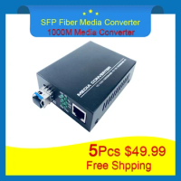 5Pcs Free Shipping SFP Fiber to RJ45 Converter Gigabit SFP Media Converter 10/100/1000Mbps Media Transceiver fiber Optica