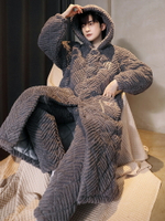三層夾棉睡袍男冬季法蘭絨加厚長款男士睡衣冬款珊瑚絨家居服套裝