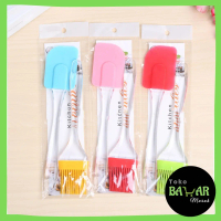 Kuas dan Spatula Silikon / Kuas Kue + Spatula Silikon / Kuas + Spatula Serbaguna Bahan Silikon Plast