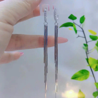 B189 Bông Tai Bạc Mì Lụa 5 Tua Cao Cấp Xi Kim