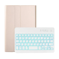 Tablet Case with Bluetooth Luminous Keyboard PU Case Suitable for Tab Galaxy A7 Lite 8.7 Inch,Gold