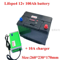 wholesales 5 sets 12V 100AH Lifepo4 Battery with 100A BMS for 1200W Backup Power Inverter RV Boat MPPT Solar AGV + 10A Charger