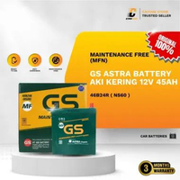 GS ASTRA Maintenance Free (MFN) Battery Aki Kering Mobil NS60 46B24R 12V 45AH