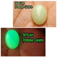 Batu akik fosfor cahaya nyala hijau